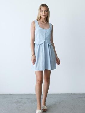 Paper Heart Light Blue Sleeveless Mini Dress